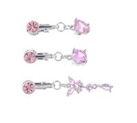 Toyvian 3 pezzi Anelli per la pancia Finti senza Piercing con Zirconi Scintillanti Design Farfalla Cuore e Ipoallergenici per Donna e Uomo Accessorio Moda