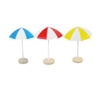 Toyvian 3 pezzi di ombrellone da spiaggia in miniatura per casa delle bambole, ombrellone da spiaggia in plastica, di sedia a sdraio, ombrellone per decorazione fai da te di micro paesaggio per casa