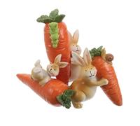 Toyvian 3 Pezzi Set da 3 Statuine di Coniglietti Pasquali in Resina con Carota, Piccole Decorazioni da Mensola Resistenti e Realistiche, Ornamenti Primaverili per Arredamento Casa e Tavola