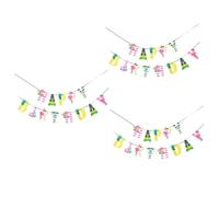 Toyvian 3 Pezzi Striscione Decorativo per Compleanno Hawaiano Happy Birthday con Motivi Colorati per Decorazioni Estive e Festeggiamenti Tema Hawaiano