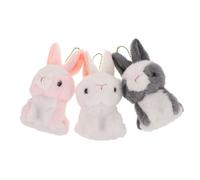 Toyvian 3 Portachiavi Coniglio Morbido in Peluche Mini Bunny Soffice Ciondolo per Zaino Compleanno Shower Decorazioni