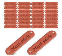 Toyvian 30 Etichette Goffrate per Articoli Uncinetto Fatte a Mano, Tag in PU Cioccolato Doppi Fori Preforati, Accessori per Cucito e Borse Artigianali, Set Versatile per Abbigliamento e