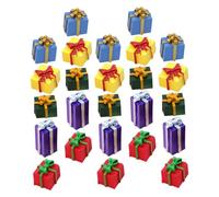 Toyvian 30 Mini Scatole Resina per Natale Decorazioni Natalizie Tascabili per Villaggi Miniatura Accessori Colorati per Diy Feste e Addobbi Festivi