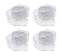 Toyvian, 4 nastri in rete glitterati per artigianato, confezioni, decorazioni per albero di Natale (rosso) 2, Argento,