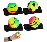 Toyvian 4 Pcs Palla Da Polso Rimbalzante Cinturino Regolabile Per Esercizi Sportivi Palle Per Basket Calcio Baseball e Tennis Dimensione 47mm Divertimento Per Feste e Allenamenti