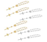 Toyvian 4 Pezzi Bracciali con Perline di Preghiera in Vetro Placcato Oro e Argento Braccialetti con Croce per Battesimo Comunione e Bomboniere Matrimonio Gioielli Religiosi Unisex Eleganti