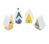 Toyvian 4 Pezzi Casetta Natalizia in Miniatura in Resina per Giardino e | Villaggio Festivo dal Design Delicato, Finitura Leggera, Dettagli Curati, Stile Realistico per Decorazione Stagionale