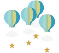 Toyvian 4 Pezzi di Carta Ornamenti appesi mongolfiere 3D con Nuvole Stelle Decorazione del soffitto per l'asilo di casa (Azzurro)