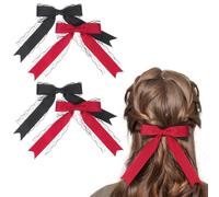 Toyvian 4 Pezzi Fiocchi per Chioma in Pizzo Grandi da Donna con Nastri Lunghi, Eleganti e Resistenti, per Cerimonie e Uso Quotidiano