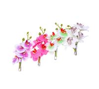 Toyvian 4 Pezzi Pinze per Chioma Donna Fiori Artificiali Phalaenopsis e Metallo, Eleganti Fermagli per Chioma per Viaggi e Feste Colore Casuale