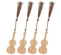 Toyvian 4 Pezzi Segnalibro a Forma di Violino in Bambù Marrone Decorativo | Nappa Ornamentale, per Libri e Borse, Regalo per Scrittori e Amanti della Musica