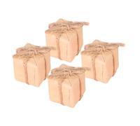 Toyvian 4 Scale Kraft Paper Wrapped Birthday Boxes For Festival Mini Ornaments And DIY Doll House Models