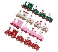 Toyvian 4 Trenino Natalizio in Plastica Miniatura Decorazione Festiva per Regalo Natale Ornamentazione Colorata Rosso Verde Bianco Rosa Accessorio per Feste Prop