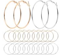 Toyvian 40 Orecchini a Cerchio Grandi da Donna Set da 40 Pezzi Cerchi Piatti Aperti da 5 CM Leggeri in Metallo Oro e Argento Accessori Mediterranei per Uso Quotidiano e Occasioni