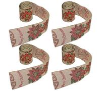 Toyvian 4pezzi Nastro di Iuta Natalizio Rinforzato per Confezioni Regalo Decorazioni Fai da Te Fiocchi e Ghirlande