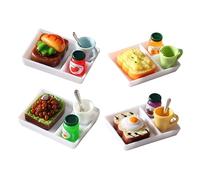 Toyvian 4Sets Miniature Pane Tostato per Cucina Miniatura Accessori per Casa delle Ruolo e Decorazioni Micro
