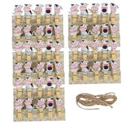 Toyvian 5 Confezioni Mollette in Legno Forma di Mucca con Corda per Appendere Clip per Foto e Memo Fermagli Artigianali Colorati per Decorazioni Casa e Progetti Creativi