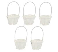Toyvian 5 pezzi Cestini Intrecciati in Plastica Rattan e Bamboo Piccoli Portafrutta e Portaoggetti Maneggevoli Cesti Decorativi Rustici da Appendere Tavolo per Casa e Cucina
