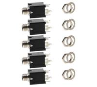 Toyvian 5 Pezzi Jack Audio Stereo 6,35mm a Saldare con 5 Terminali | Connessione per Chitarra e Microfono, Pin Separati per Massa e Canale, Metallo e Plastica, Nero