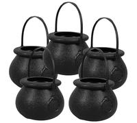 Toyvian 5 Pezzi Lattine di caramelle per Bucket di Halloween arredamento festa di Halloween sinistro piccolo calderone mini calderone mini calderoni per la festa addominali Nero