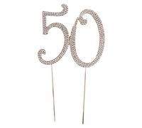 Toyvian 50 Cake Topper per 50 ° Compleanno Festa o Anniversario Cristallo Strass Decorativo Cake Topper per Feste (Oro)