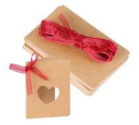 Toyvian 50 Etichette Kraft a Forma di Cuore Cavo con Corda Rossa per Decorazioni Matrimonio e Compleanno in Carta Kraft Marrone Portatile e Facile da Scrivere