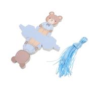 Toyvian 50 Scatole Porta Confetti a Forma di Orsetto Blu Pieghevoli in Carta per Shower e Compleanni, Scatole Bomboniere Set Regalo Ragazzo Ragazza Nastro Sottile 0.3 Cm