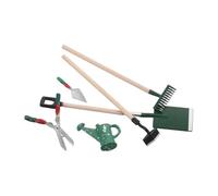 Toyvian 6 mini attrezzi da giardinaggio per la decorazione del cortile della casa delle bambole, attrezzi agricoli in miniatura, tra cui rastrello, pala, annaffiatoio e per la decorazione di micro