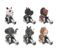 Toyvian 6 pezzi di auto giocattolo a traino per bambini, giocattoli in plastica per motociclette, auto a inerzia, figure di animali educativi per ragazzi e ragazze
