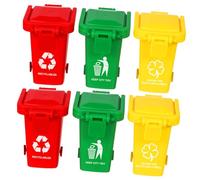 Toyvian 6 pezzi Mini Bidoni Gioco Educativo per Giocattolo Classificazione Rifiuti Bidoncini Colorati Piccoli per Sviluppo Coordinazione e Abitudini Ecologiche