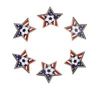 Toyvian 6 Pezzi Spilla Commemorativa da Calcio Design a Forma di Stella e Bandiera Nazionale in Lega, Artigianato Raffinato per Cerimonie di Premiazione e Grandi Tornei