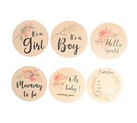 Toyvian 6pezzi Cartello Rotondo Annuncio Nascita Ragazzo Ragazza Di Nascita Per Ragazzo Ragazza Con Design Fiori Accessorio Fotografico Decorativo e Pratico Per Annunciare Arrivo Del Bebè