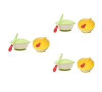 Toyvian 6sets Ciotole Antiscivolo Con Ventosa Per Ragazzo Ragazza Di Utensili Per La Pappa Con Cucchiaio Termoresistente Verde e Bianco Giallo e Bianco