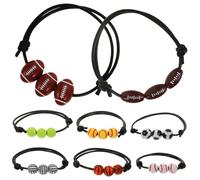 Toyvian 8 Bracciali Sportivi con Charm Palline Regolabili Braccialetti Intrecciati e Giallo Accessori per Amanti Basket Baseball Tennis Calcio e Pallavolo