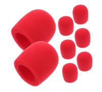 Toyvian 8 Pezzi Coperture Antivento Microfono Rosso in Schiuma per Microfoni Portatili Protezione Contro Vento e Spray per Karaoke e Discorsi