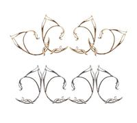 Toyvian 8 pezzi Cuffie Orecchio Non Piercing Orecchini Clip Leggeri e Comodi Tema Fatato Design Vintage per Feste Rinascimentali e Matrimoni Oro e Argento