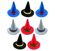 Toyvian 8 Pezzi Mini Cappelli da Strega Accessori Chic e Delicati in Non Tessuto e Decorare Vino Bambole Miniatura per Decorazioni di Halloween per Feste