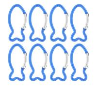 Toyvian 8 Pezzi Moschettone in Lega di Alluminio, Forma di Pesce, Blu, a Sgancio Rapido, Clip da Zaino e Clip per Appendere, per Campeggio ed Escursionismo
