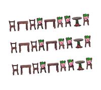 Toyvian 9 Mini Mobili da Giardino Country e Sedie Miniature per Decorazioni Casa e Miniatura Modelli Vintage con Fiori Kit Completo per DIY e