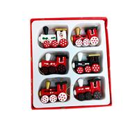 Toyvian addobbi Albero di Natale Legno Miniature Natale Forma Trenino Regali di Natale Natale Etichette Regalo 6 Pezzi