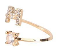 Toyvian Anello Aperto Regolabile Donna con Lettera Incisa e Pietre Brillanti Chic Accessorio Romantico per Tutte le Dita Design Elegante e Resistente Moda Femminile