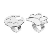 Toyvian Anello Regolabile per Tavolozza Colori Unghie 2 Pezzi, Mini Anello Porta Smalto in Lega, Palette per Nail Art Professionale, Strumento Manicure per Miscelare Pigmenti, Adatto per