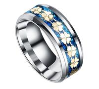 Toyvian Anello Unisex in Acciaio Inossidabile Placcato Blu e Oro Design a Quattro Foglie Resistente e Leggero Accessorio Moda per Uomo e Donna Regalo Elegante