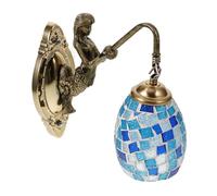 Toyvian Applique da Parete in Vetro Tinto Stile Retrò Lampada Decorativa per Camera da Letto Bar Corridoio e Caffetteria Installazione Facile con Vetro a Tessere Mediterraneo Blu