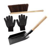 Toyvian Attrezzi per Pulizia del Focolare con Paletta in Acciaio e Spazzola in Legno Guanti Resistenti Kit Compatto e Leggero per Rimuovere la Cenere dalla Stufa a Combustibile Facil