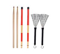 Toyvian Bacchette Per Batteria Professionali Acero Con Spazzola e Sacchetto Portatile Rosso Accessori Per Musicisti Jazz e Pratiche Acustiche
