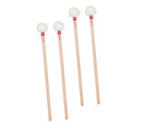 Toyvian Bacchette per Timpani Design Ergonomico 4 Pezzi in Feltro Bianco con Manico in Legno Beige e Sensazione di Percussione Uniforme per Orchestre Sinfoniche e Bande Scolastiche