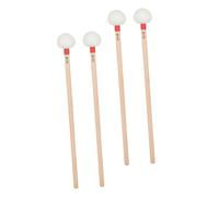 Toyvian Bacchette Professionali per Timpani in Feltro Bianco con Manico in Legno Rosso, Set 4 Pezzi per Orchestra e Banda, Battitori Percussione per Uso in Studio