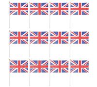 Toyvian Bandiere Union Jack: 50 bandiere da sventolare a mano, mini bandiere britanniche in poliestere, bandiera britannica rossa bianca blu per festival, 20,3 x 15,2 cm bandiera con bastone da 30,5