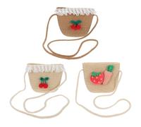 Toyvian Borsa Tracolla Stile Classico ed Elegante 3 Pezzi per Bambina in Paglia Design Intrecciato Materiale Paglia per Shopping e Incontri Estivi
